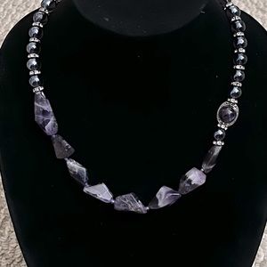 Amethyst & Electroplated Crystal Beads Necklace